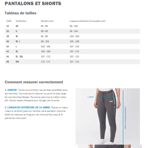 TABLEAU TAILLES FEMMES