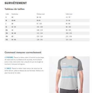 TABLEAU TAILLES HOMMES