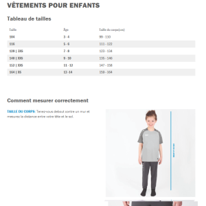 TABLEAU TAILLES ENFANT